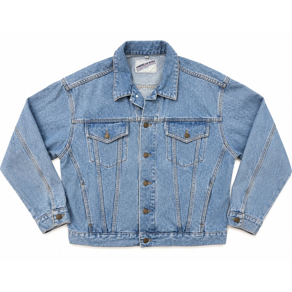 90s American Born Distressed Trucker Denim Jacket Mens XL Americana Heritage USA